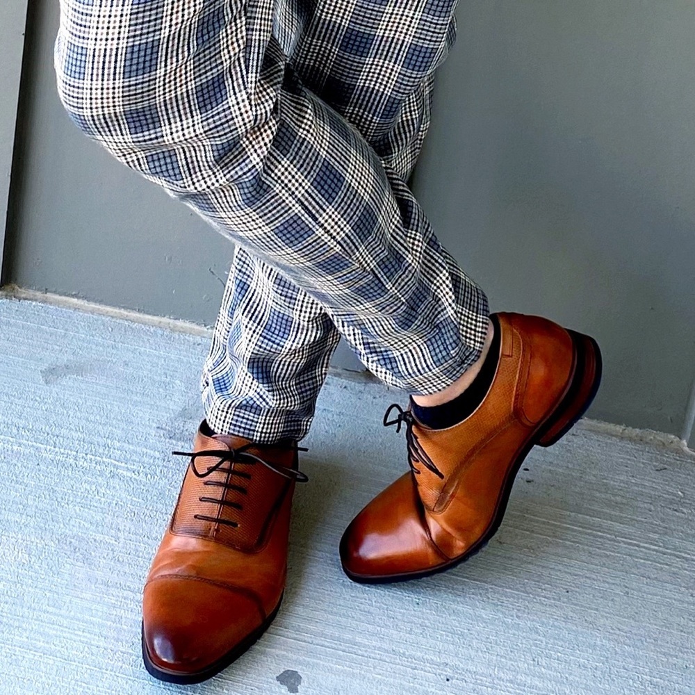 Steve Madden Cognac Lourdes Textured Oxfords